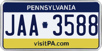 PA license plate JAA3588