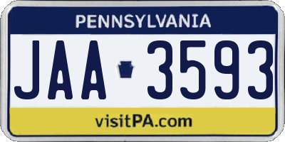 PA license plate JAA3593