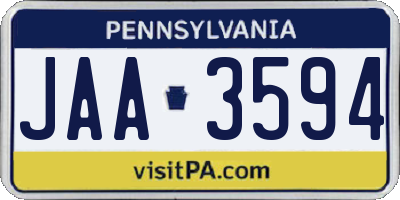PA license plate JAA3594