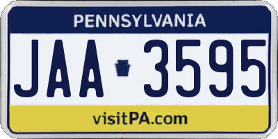 PA license plate JAA3595