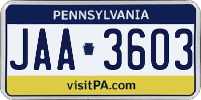 PA license plate JAA3603
