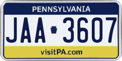 PA license plate JAA3607