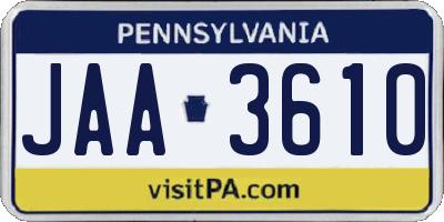 PA license plate JAA3610