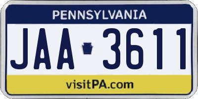 PA license plate JAA3611