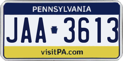 PA license plate JAA3613