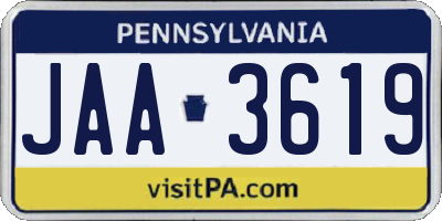 PA license plate JAA3619
