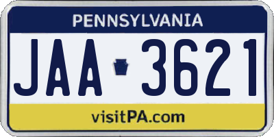 PA license plate JAA3621