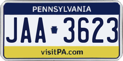 PA license plate JAA3623