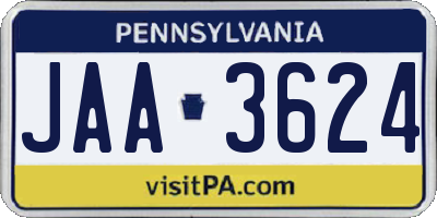 PA license plate JAA3624