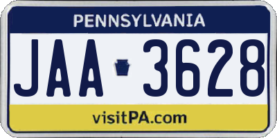 PA license plate JAA3628