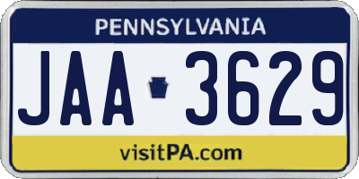 PA license plate JAA3629