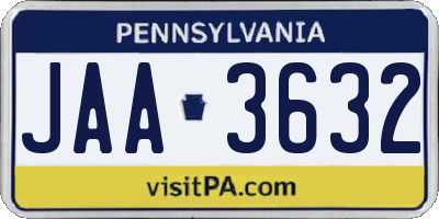 PA license plate JAA3632