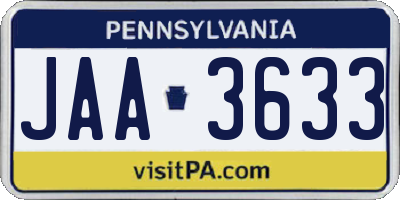 PA license plate JAA3633