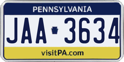 PA license plate JAA3634