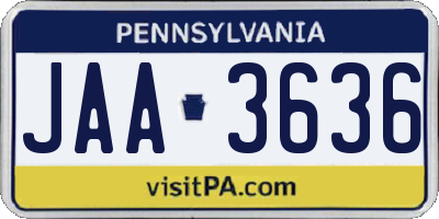 PA license plate JAA3636