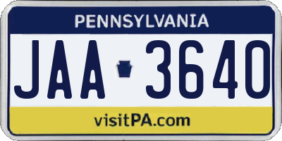 PA license plate JAA3640