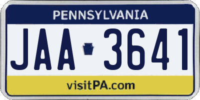 PA license plate JAA3641