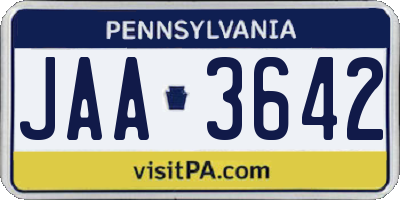 PA license plate JAA3642