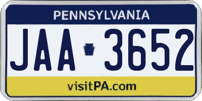 PA license plate JAA3652