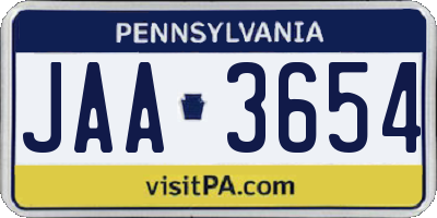 PA license plate JAA3654