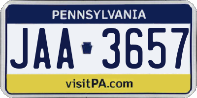 PA license plate JAA3657