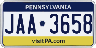 PA license plate JAA3658