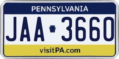 PA license plate JAA3660