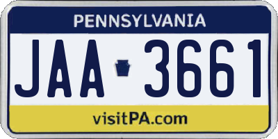 PA license plate JAA3661