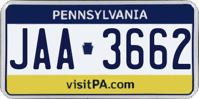 PA license plate JAA3662