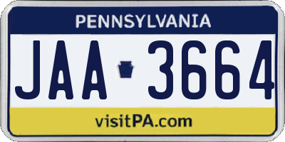 PA license plate JAA3664