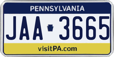 PA license plate JAA3665