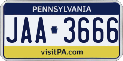 PA license plate JAA3666