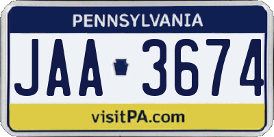 PA license plate JAA3674