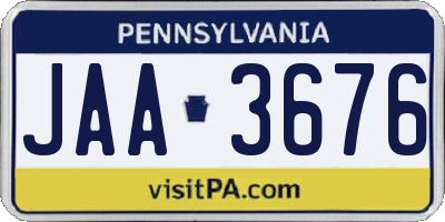 PA license plate JAA3676