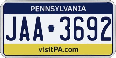 PA license plate JAA3692