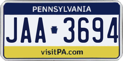 PA license plate JAA3694