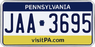 PA license plate JAA3695