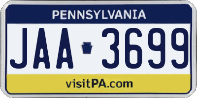 PA license plate JAA3699