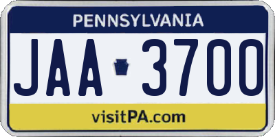 PA license plate JAA3700
