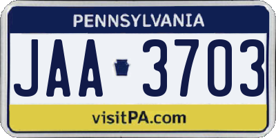 PA license plate JAA3703