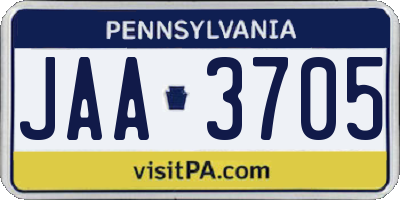 PA license plate JAA3705