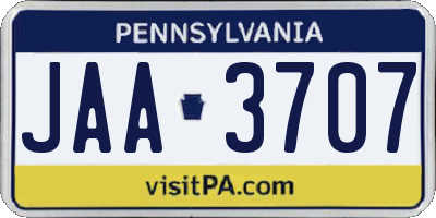 PA license plate JAA3707