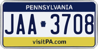 PA license plate JAA3708