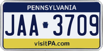 PA license plate JAA3709