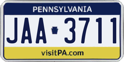 PA license plate JAA3711