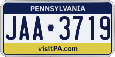 PA license plate JAA3719