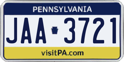 PA license plate JAA3721