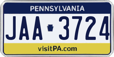 PA license plate JAA3724