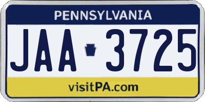 PA license plate JAA3725