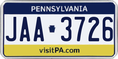 PA license plate JAA3726